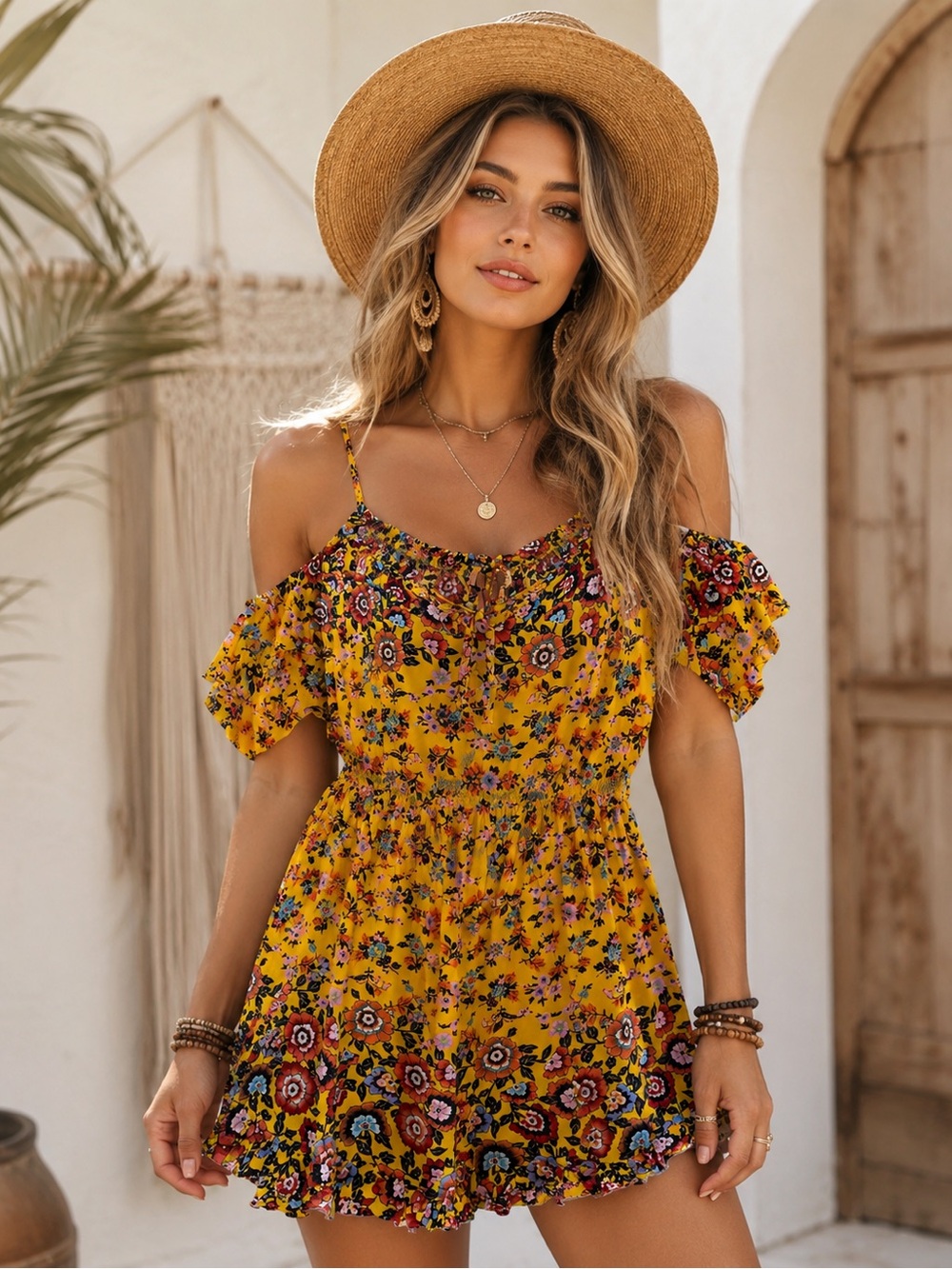 Umgee Boho Off Shoulder Romper